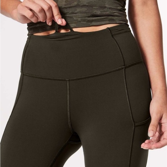 Lululemon sz 4 Fast & Free Crop II Nulux 19" Dark Olive High-Waisted Leggings - Picture 13 of 13